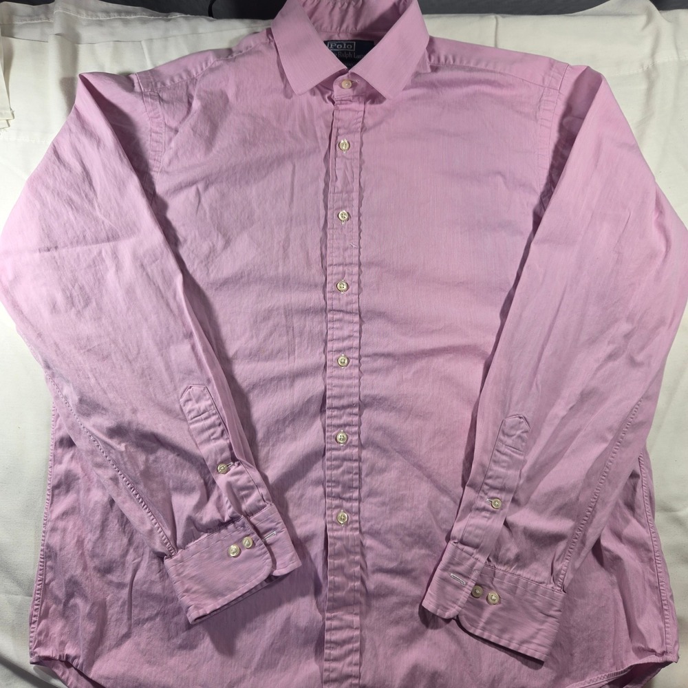 Polo Ralph Lauren Regent Classic Fit Pink Cotton Dress Shirt 17.5 36/37 Mens